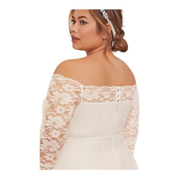 Torrid NWT Special Occasion Ivory Lace Off Shoulder Bodycon Dress Size 28 - Picture 3 of 14